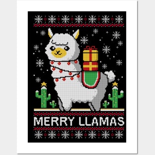 Merry llamas christmas ugly sweater Posters and Art